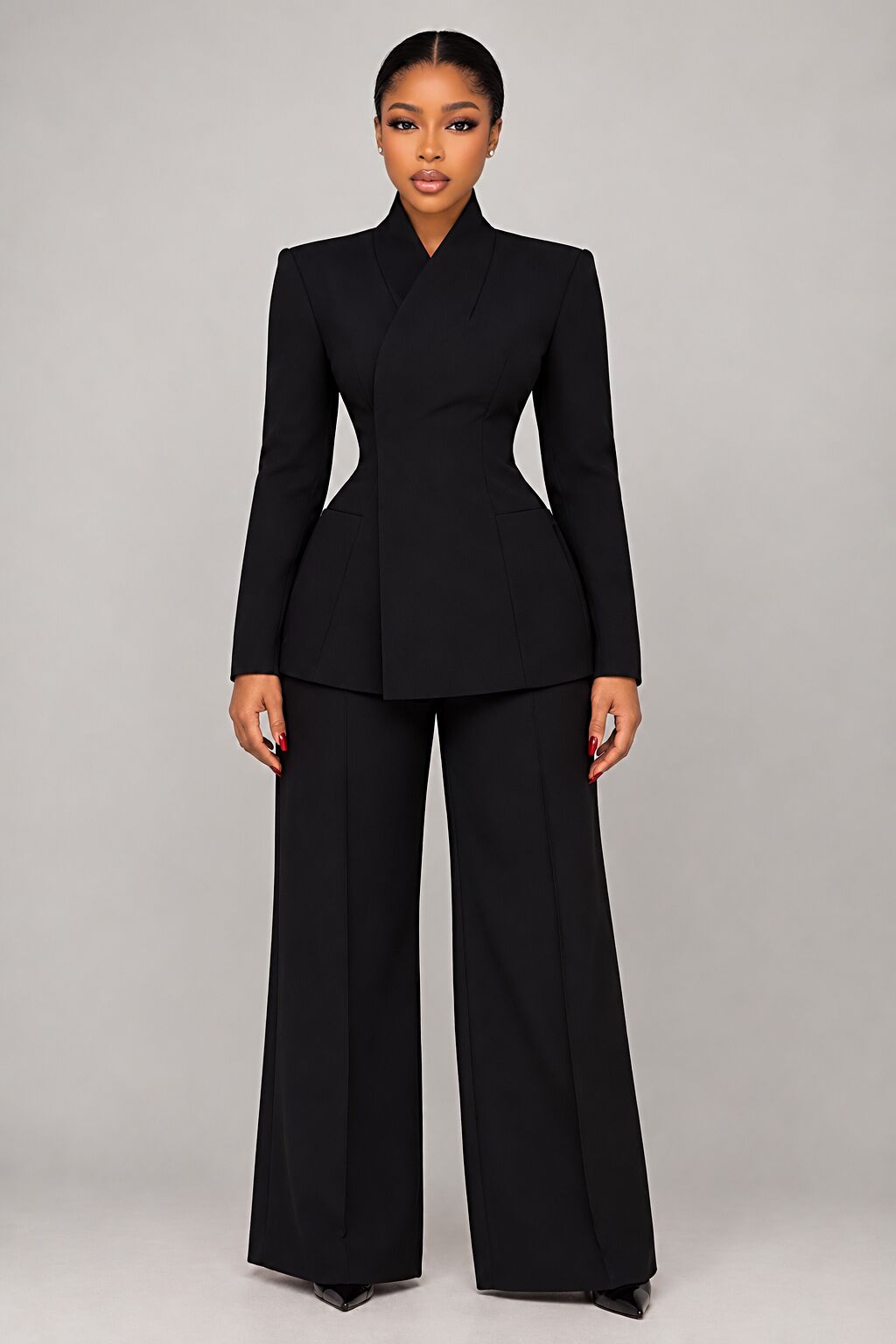Jazz in a black power suit, an AI-created portrait